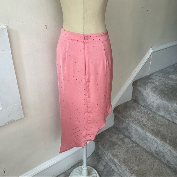 BCBGeneration Watermelon Pink Polka Dot Ruched Slip Asymmetric Skirt TQI3264454 - Picture 8 of 12